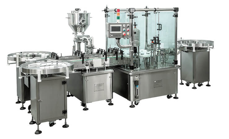 Cream product linear type auto filling & rotary type capping machine