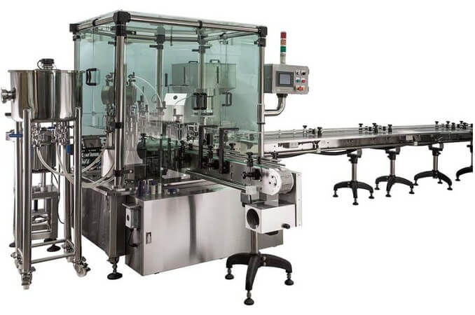 Auto filling & plug and outer cap assembly machine