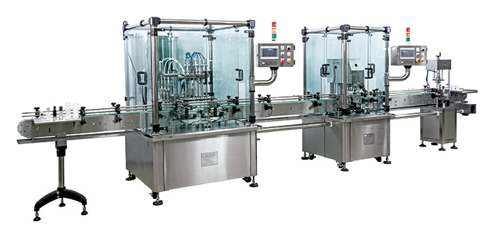 6 nozzle auto filling & capping & cap pressing system